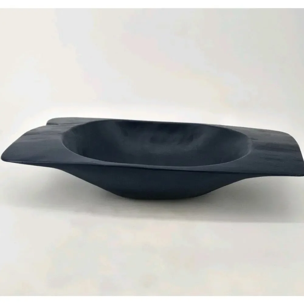 Etu Homes Dough Bowl Farmhouse Handcarved Reclaimed Wood Artisan Navy Food Safe